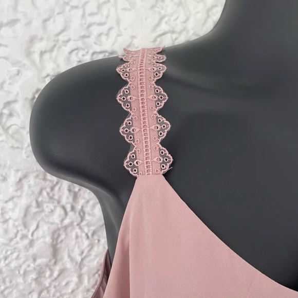 Nordstrom Rack Blush Pink Adobe Eyelet Trim double layer Blouse size large - Picture 7 of 8